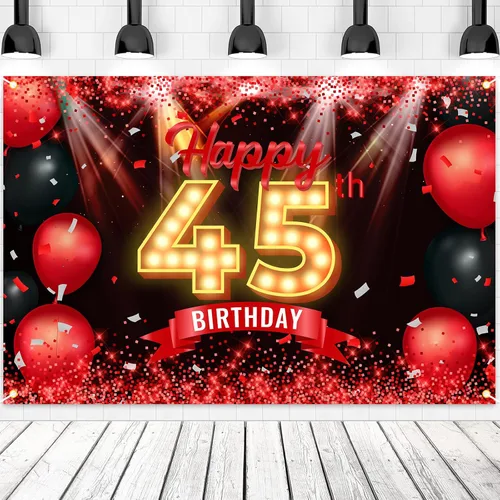Vista 24 de Cartel de feliz cumpleaños 10 años, fondo rojo y negro, decoraciones de cumpleaños para niñas y niños de 10 años, artículos de fotografía