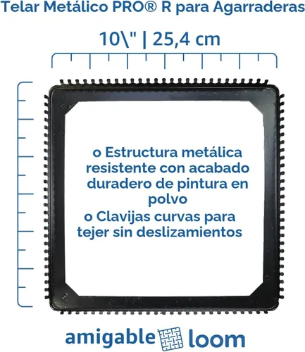 Vista 6 de Harrisville Designs Friendly Loom - Kit de tejido profesional para agarraderas, telar de metal resistente de 10 x 10 pulgadas y bucles de tejido