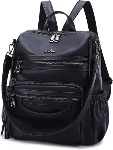 Vista 54 de Bolsos mochila monedero de piel sintética para mujer, bolsas con zíper, mochilas de hombro casuales