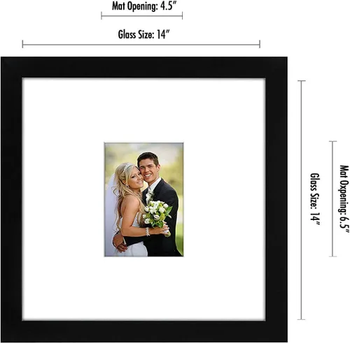 Vista 2 de 14 x 14 marco para fotos de boda - para fotos de 5 x 7 pulgadas o 14 x 14 sin borde - hecho de vidrio
