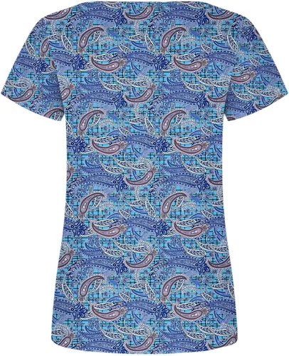 Vista 5 de Stessotudo Fashion Casual Tunic Tops for Women Crewneck Short Sleeve Long Blouse Floral Print Loose Fit Summer Flowy Shirts