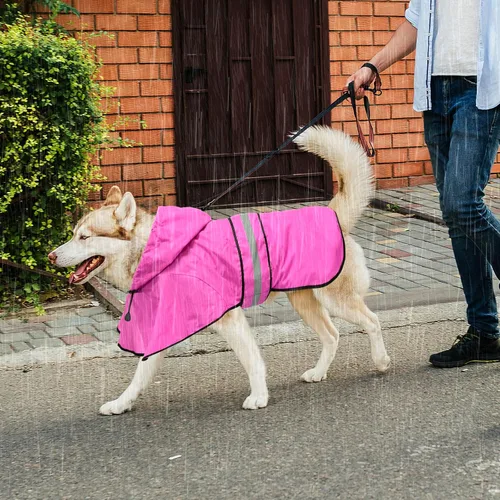 Vista 6 de Impermeables para Perros - Impermeables con Capucha para Perros, Chaqueta de Lluvia Reflectante Ajustable para Perros, Chaqueta de Lluvia Resistente