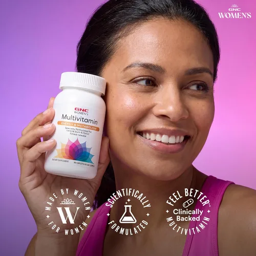 Vista 6 de GNC - Multivitamínico energético y metabolismo para mujer, quema de calorías, 90 cápsulas