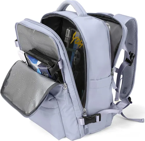 Vista 15 de WONHOX - Mochila grande, aprobada para vuelo, unisex, para viajes, trabajo, negocios o laptop, a1-Negro, Medium