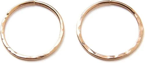 Vista 8 de Pequeños aros chapados en oro rosa martillado, mini aretes de aro, aretes de aro Huggie