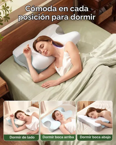 Vista 3 de Ergo - Almohada cervical para aliviar el dolor de cuello, espuma viscoelástica de doble altura Gris