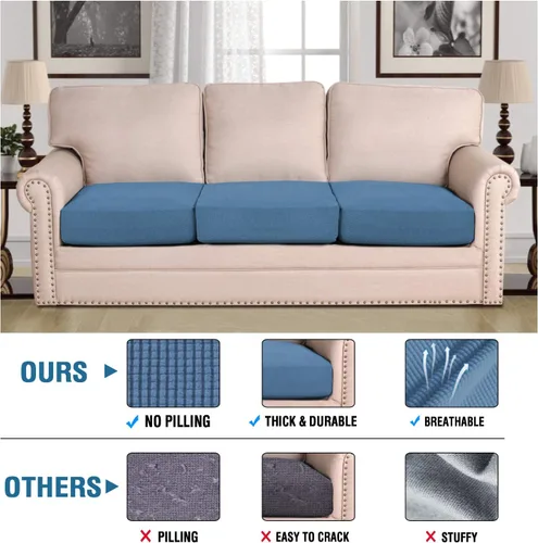 Vista 159 de H.VERSAILTEX - Fundas elásticas para cojín de sofá individual, fundas de asiento para silla de sofá, protector de cojín con tejido jacquard de sarga