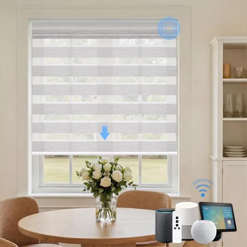 Vista 11 de Persianas motorizadas de cebra, persianas automáticas de oscurecimiento del 85% para ventanas interiores compatibles con HomeKit, Alexa, Google