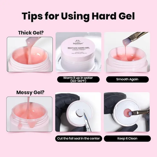 Vista 34 de Beetles Kit de Gel Duro para Uñas Clásico Neutro 3 Colores 9 en 1 Extensión de Uñas Esculpido de Alta Dureza para Profesionales de Salón Gel