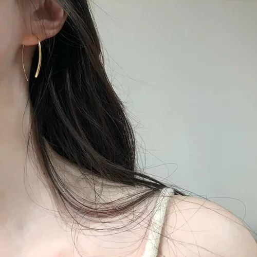 Vista 10 de Threader Earrings 925 Sterling Silver Pull Through Hoops Drop Dangle Minimal Everyday Earrings