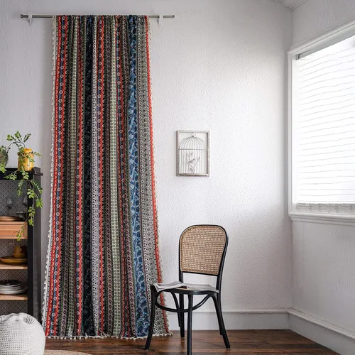 Vista 30 de VOGOL Cortinas con textura de lino con estampado floral bohemio, 59 x 63, 1 panel