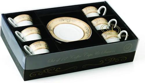 Vista 6 de Lorren Home - Juego de café expreso de 2 onzas para 6 unidades, color dorado floral