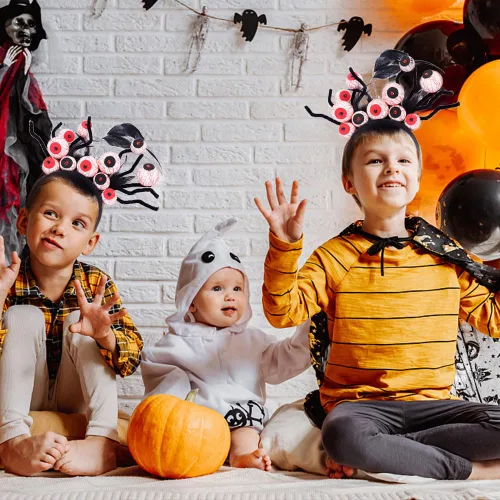 Vista 5 de Diademas de Halloween realistas de terror fantasma, sombrero de ojos rojos, accesorios para el cabello, diademas para mujeres y niños, diadema