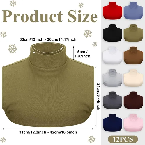 Vista 2 de Fake Turtleneck Dickey Collar Half Top Mock Blouse Neck Warm Faux Detachable Collar for Women