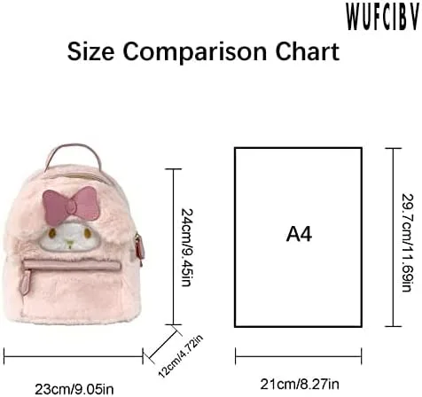 Vista 2 de ocypet Mochila de felpa de dibujos animados lindo suave y peludo, bolso Kawaii para niñas con llavero, Style-1