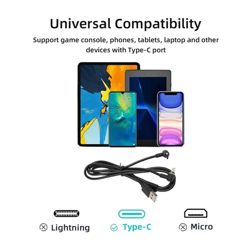 Vista 5 de Cable de carga para PS5, cable de datos tipo C de 2.6 pies, cable de carga magnético dual de 90 grados tipo C 2 en 1 para PS VR2 para interruptor