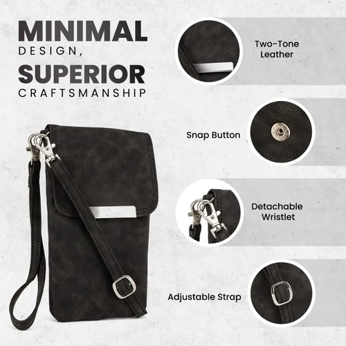 Vista 3 de ESTALON Bolsos cruzados de cuero para mujer - Monederos de hombro para mujer