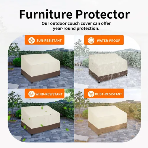 Vista 5 de Easy-Going Funda impermeable para muebles de patio, sofá biplaza para exteriores, resistente al viento, duradera