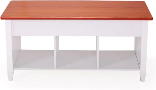 Vista 4 de LAZYMOON Mesa de centro elevable, compartimento de almacenamiento de escritorio para computadora portátil, muebles para el hogar de madera maciza