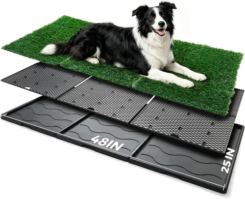 Vista 16 de Almohadilla de césped para perros con bandeja, 25 x 20 pulgadas para interior de césped artificial Puppy Potty Training, Portable Dog Toilet Pet
