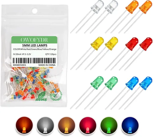 Vista 34 de 100 diodos LED RGB de 0.118 in, cátodo común, orificio pasante