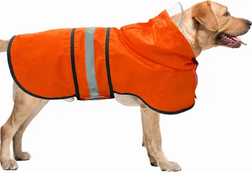 Vista 14 de Impermeable para Perros Resistente al Agua Reflectante - Poncho Ligero Transpirable con Capucha Abrigo Chaqueta de Lluvia con Correa Ajustable