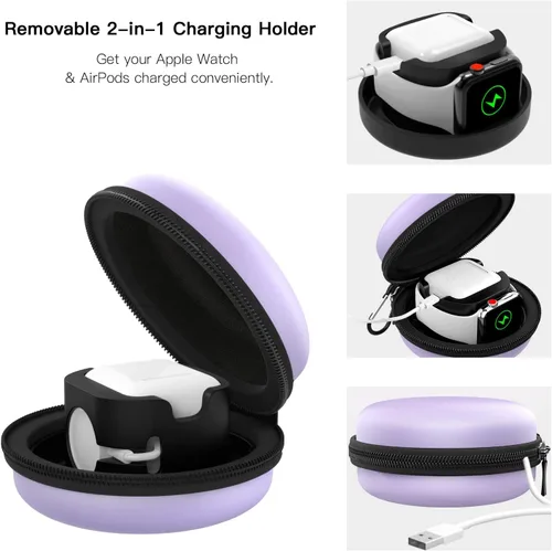 Vista 9 de MoKo Caja de almacenamiento compatible con Apple Watch Series 11/10/9/8/7/6/5/4/3/2/1/SE3/SE2/SE, funda protectora portátil de viaje para AirPods