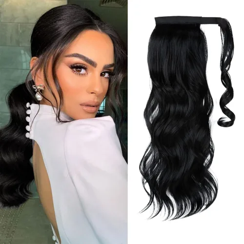 Vista 18 de CJL HAIR 14" Extensión de cola de caballo corta con cabello rizado y ondulado, clip en la cola de caballo, extensión de pelo sintético falso