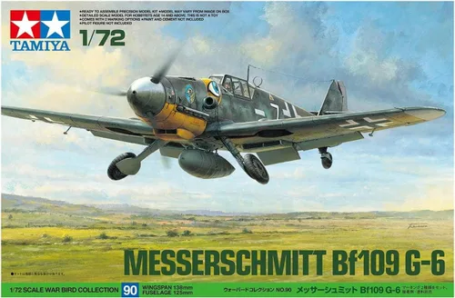 Vista 5 de Tamiya 60790 1/72 Messerschmitt BF109 G-6 Kit de avión modelo de plástico
