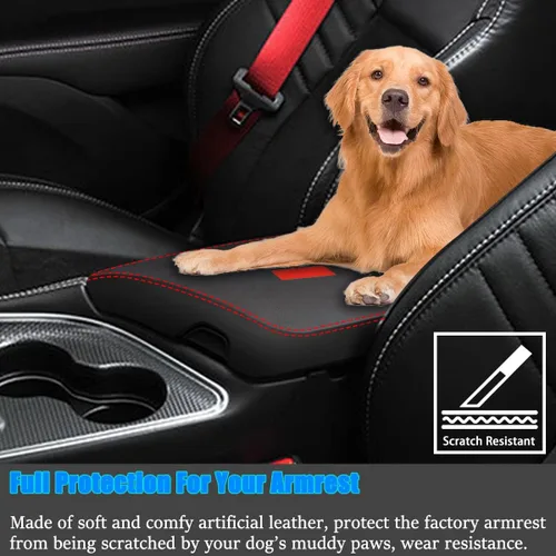 Vista 3 de para Dodge Challenger 2015-2023 Funda para Reposabrazos de Coche, Resistente al Agua, Fundas para Consola Central, Fundas de Protección contra