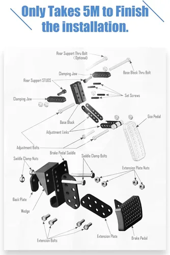 Vista 4 de Extensores de pedal de freno y acelerador, extensor de pedal de coche para personas bajas