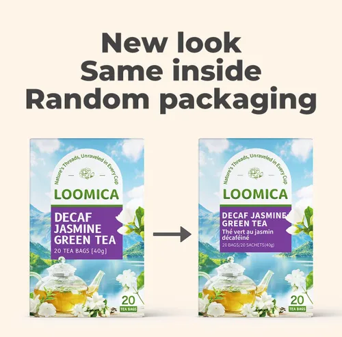 Vista 8 de LOOMICA Té verde de jazmín descafeinado, descafeinado, suave y refrescante, bolsas de té verde jazmín, naturalmente fragante con flores frescas