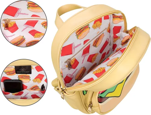 Vista 5 de Bolso tipo mochila Kawaii Burger Bolso mochila de moda para mujeres y niños Piel sintética