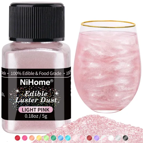 Vista 15 de NiHome Polvo brillante comestible de grado alimenticio con purpurina para decoración de alimentos, polvo metálico para bebidas, vino, bebidas, Blanco