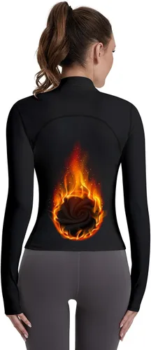 Vista 3 de VUTRU Zip UP Solid Sports Lightweight Track Workout Yoga Cropped Athletic Jacekts with Zipper Pockets
