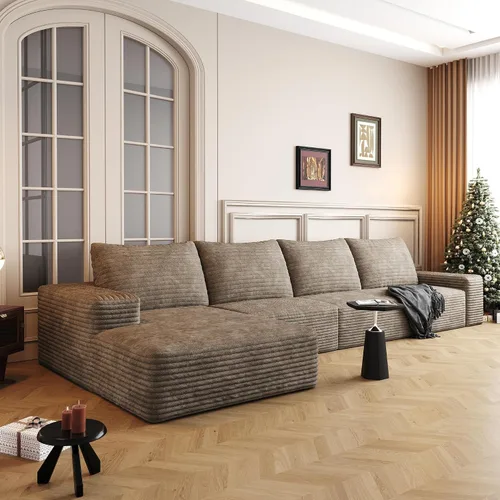 Vista 46 de Sofás seccionales de 105" para sala de estar, sofá cloud con forma de L tapizado, sofás modulares sin estructura rígida, sofá seccional moderno