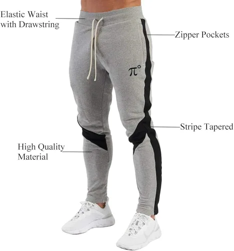 Vista 4 de PIDOGYM Pantalones deportivos ajustados para hombre, con bolsillos con cremallera