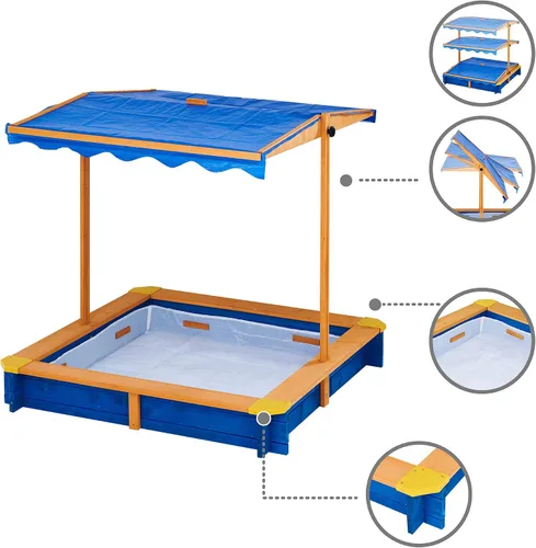 Vista 6 de Teamson Kids Caja de arena de abeto para exteriores de 46 pulgadas x 46