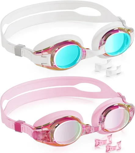 Vista 33 de Aegend - Paquete de 2 gafas para niños, gafas de natación para niños de 4 a 16 años, niños y niñas jóvenes, gafas de piscina antivaho, impermeables