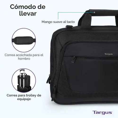 Vista 5 de Targus CityLite Maletín para portátil con bandolera y mensajero para laptop de 15.6 pulgadas, Negro (TBT053US)