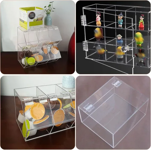 Vista 3 de 12 piezas de herramientas de bisagra continua transparente pequeña autoadhesiva de acrílico para gabinete, cajón, muebles, DIY, soporte