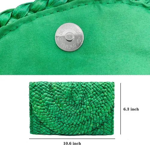 Vista 4 de Seamido Bolsos de mano de paja para mujer, bolsos tejidos de paja de maíz, bolsos de playa