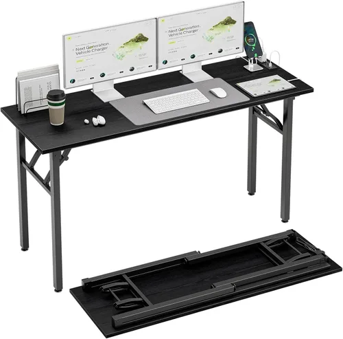Vista 17 de TEMI Mesa de Computadora Pequeña Mesa Plegable - Escritorio de Oficina Plegable de 35.8", Sin Ensamblaje, Perfecto para Espacios Pequeños