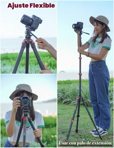 Vista 6 de IFOOTAGE Gazelle TA3B+Komodo K3 trípode de aluminio para cámara con cabezal fluido, trípode de viaje portátil, para fotografía profesional, creación