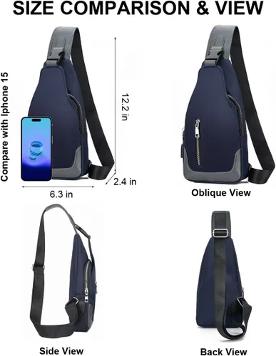 Vista 6 de Hiflyer Bolso cruzado para hombre, mochila para hombre, bolso cruzado para hombre, bolso de hombro para hombre