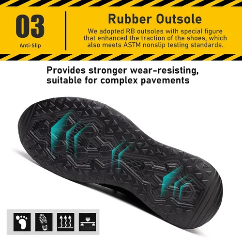 Vista 4 de Furuian - Zapatos de punta de acero para hombre y mujer ligeros indestructibles a prueba de pinchazos cómodos zapatos de seguridad para uso