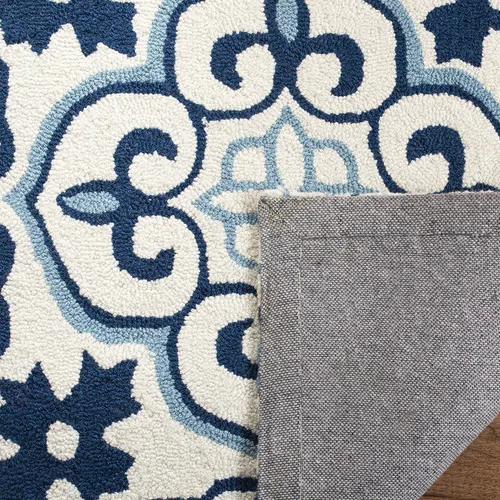 Vista 5 de SAFAVIEH Four Seasons Collection FRS230B - Alfombra de pasillo floral con gancho a mano, 2 pies 3 pulgadas x 8 pies, azul/marfil