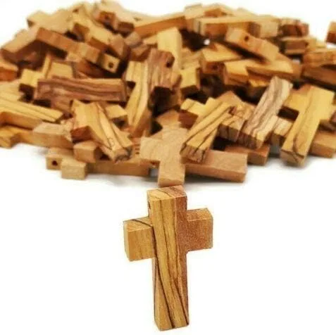 Vista 3 de Hand Made Cruz de madera de olivo de Jerusalén Tierra Santa para collar