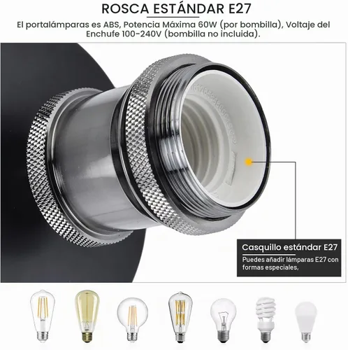 Vista 4 de Soporte de caja de salida de una pieza E26 E27 Base de porcelana Soporte de lámpara de iluminación con parte superior con cable para cocina Negro