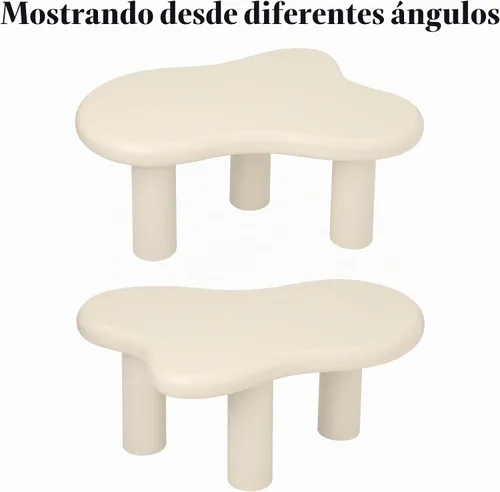 Vista 6 de Mesa de Centro Nube de 34"(L), Mesa de Centro de Madera Moderna para Sala de Estar, Mesas Centrales de Acento Únicas con 3 Patas, Mesas de Té